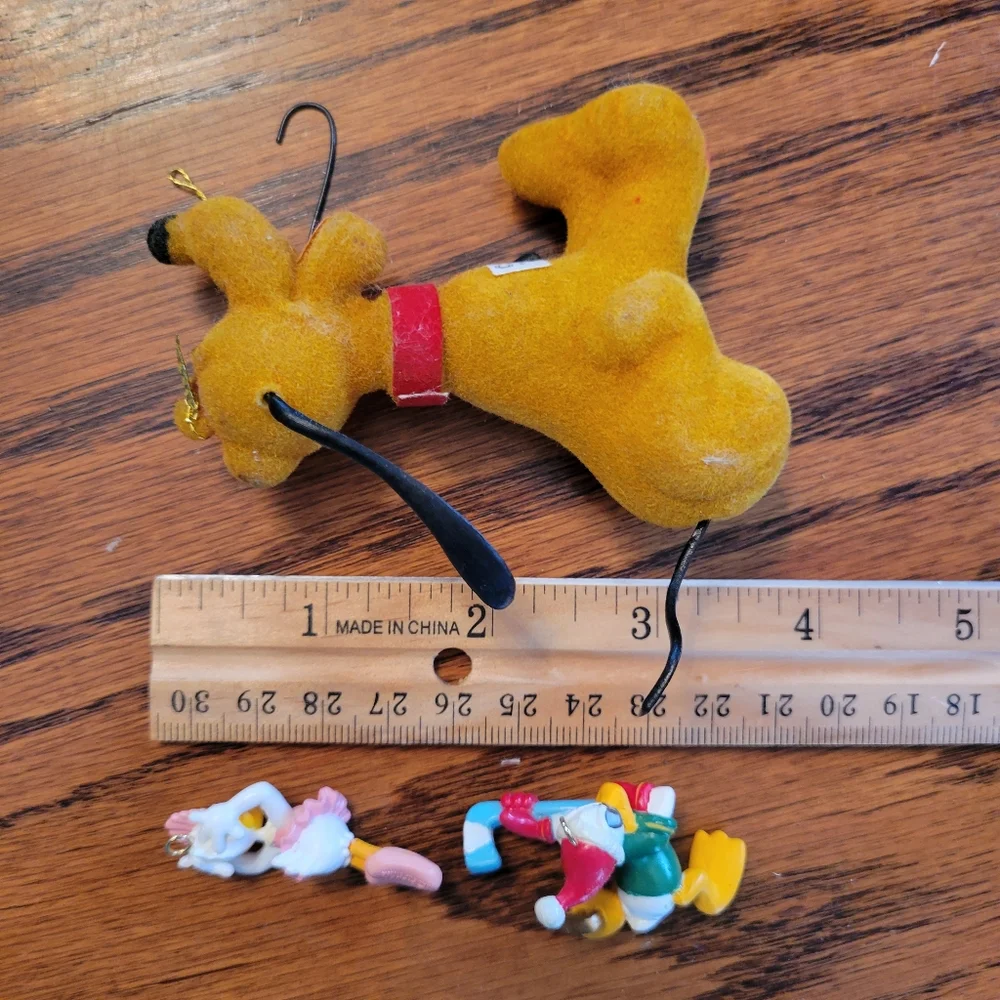 Walt Disney Prod. Vintage Pluto & Disney Donald & Daisy Duck Mini Ornaments